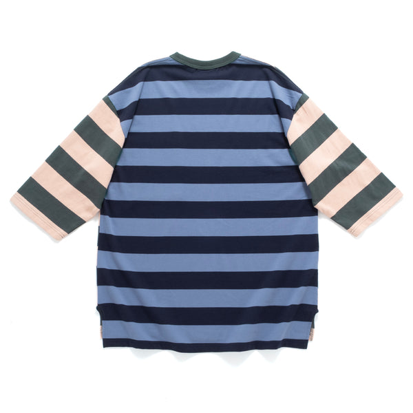 (TP1883) Contrast Stripes Graphic Patch Tee