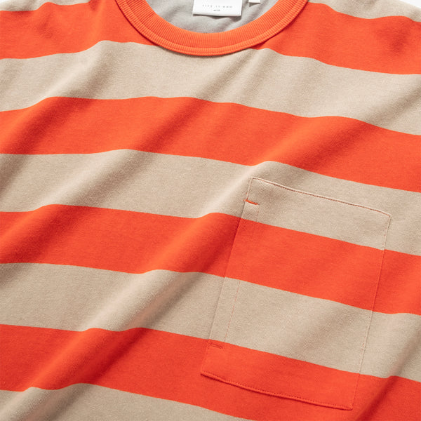 (TP1883) Contrast Stripes Graphic Patch Tee
