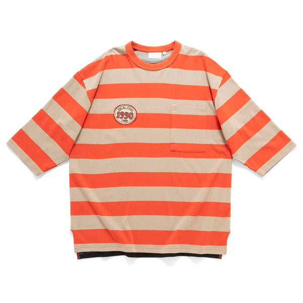 (TP1883) Contrast Stripes Graphic Patch Tee