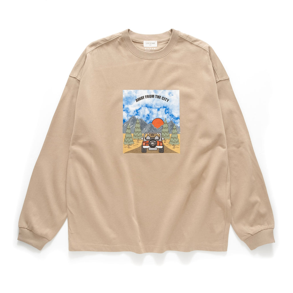 (YT1253) Away from City Graphic Long Sleeve Tee