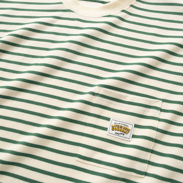 (YT1678) Border Drawstrings Pocket Tee