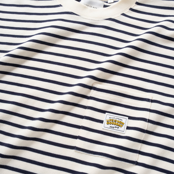 (YT1678) Border Drawstrings Pocket Tee