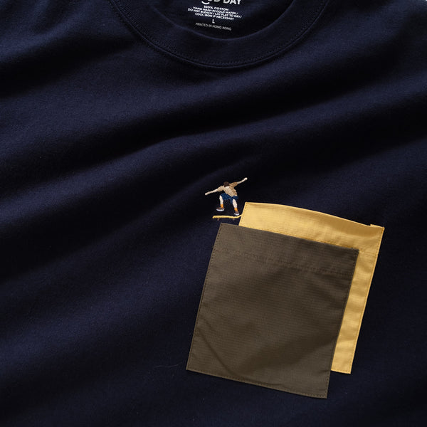 (ZT1171) Skate Embroidery Double Pocket Tee