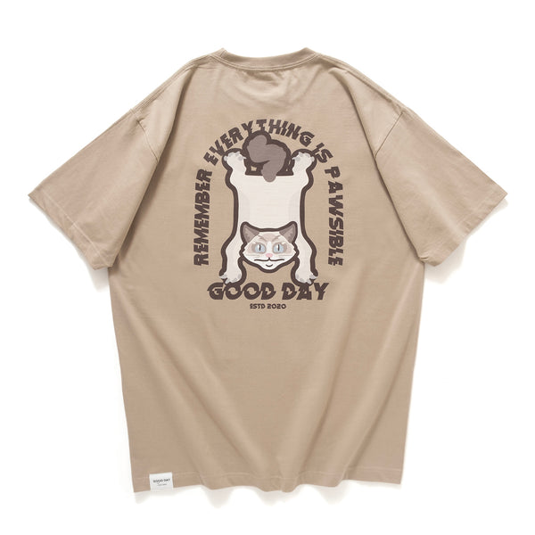 (ZT1277) Lazy Cat Graphic Tee