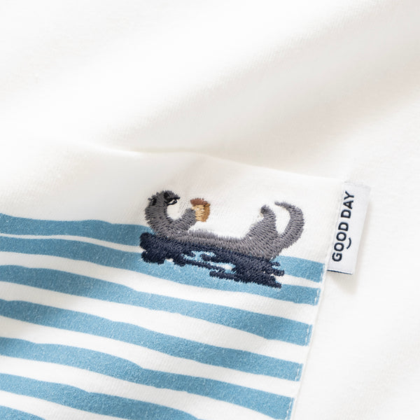 (ZT1389) Otter Graphic Embroidery Pocket Tee