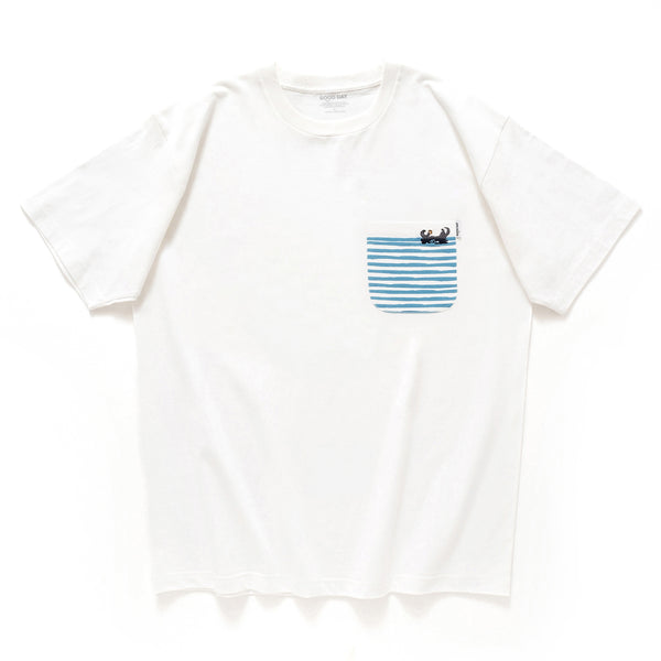 (ZT1389) Otter Graphic Embroidery Pocket Tee