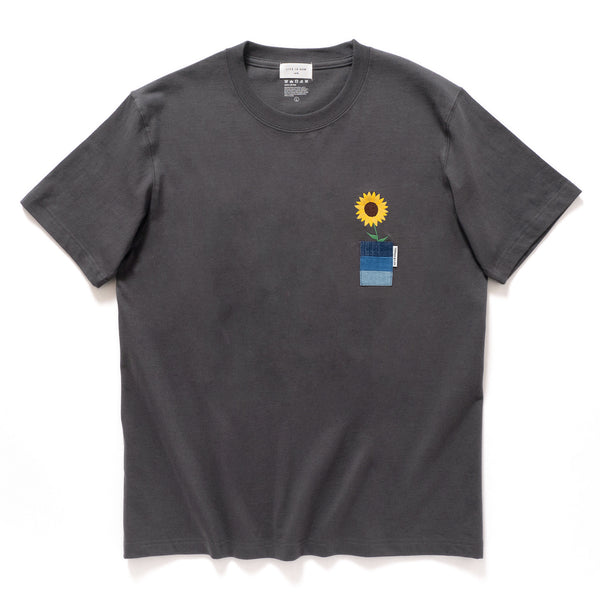 (ZT1398) Sunflower Embroidery Denim Patchwork Tee