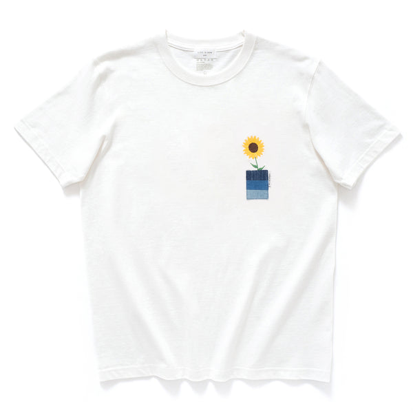 (ZT1398) Sunflower Embroidery Denim Patchwork Tee