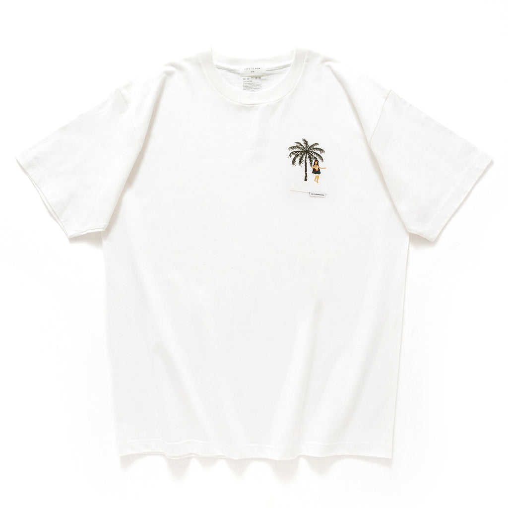 (ZT1481) Hawaiian Girl Palm Tree Embroidery Tee