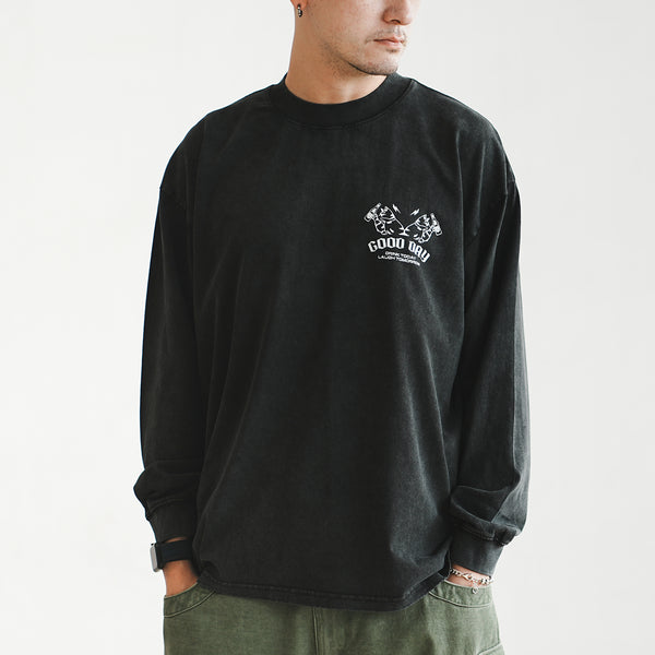 (ZT1574) Wasted Cat Graphic Long Sleeve Tee