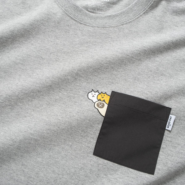 (ZT1669) Camping Cat Graphic Pocket Tee