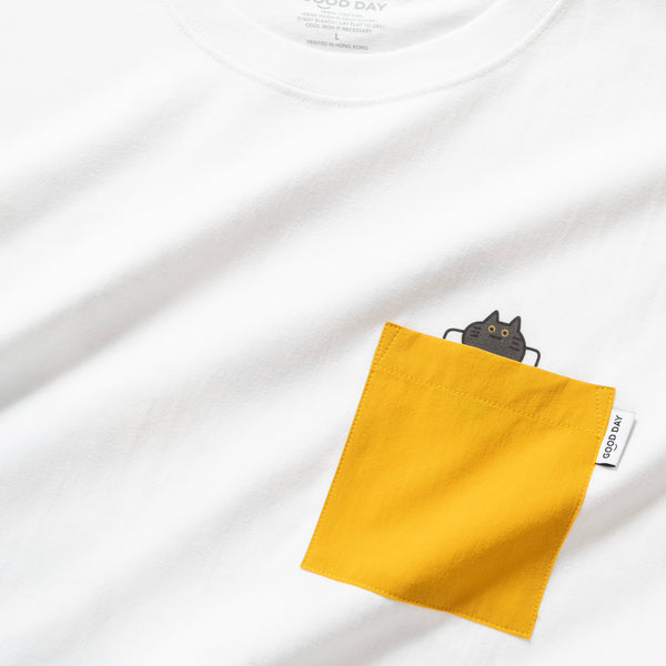 (ZT1669) Camping Cat Graphic Pocket Tee