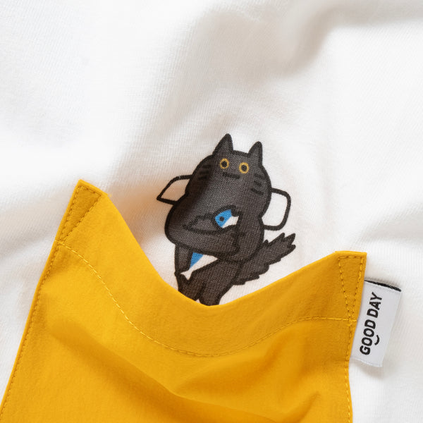 (ZT1669) Camping Cat Graphic Pocket Tee