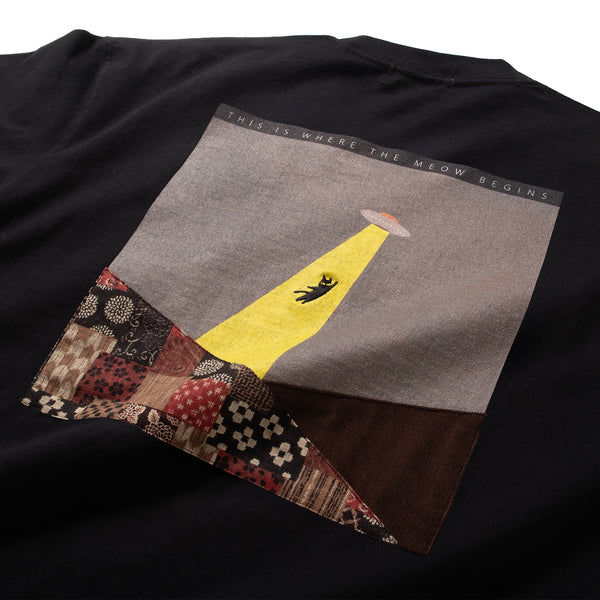(ZT1685) Meow Begins Patchwork Pocket Tee