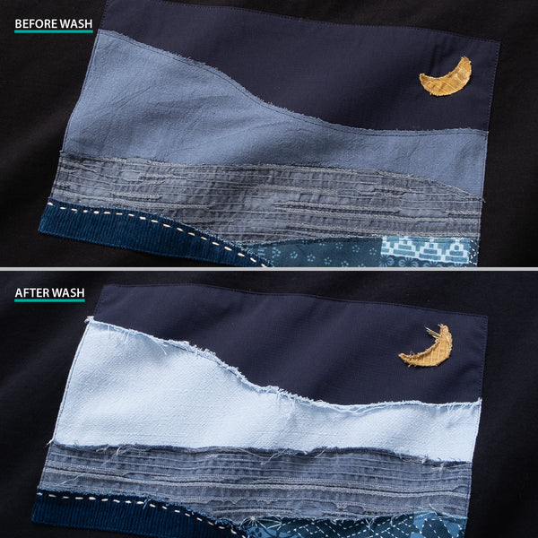 (ZT1694) Night Landscape Patchwork Pocket Tee