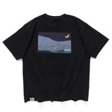 (ZT1694) Night Landscape Patchwork Pocket Tee