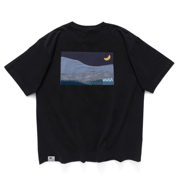 (ZT1694) Night Landscape Patchwork Pocket Tee