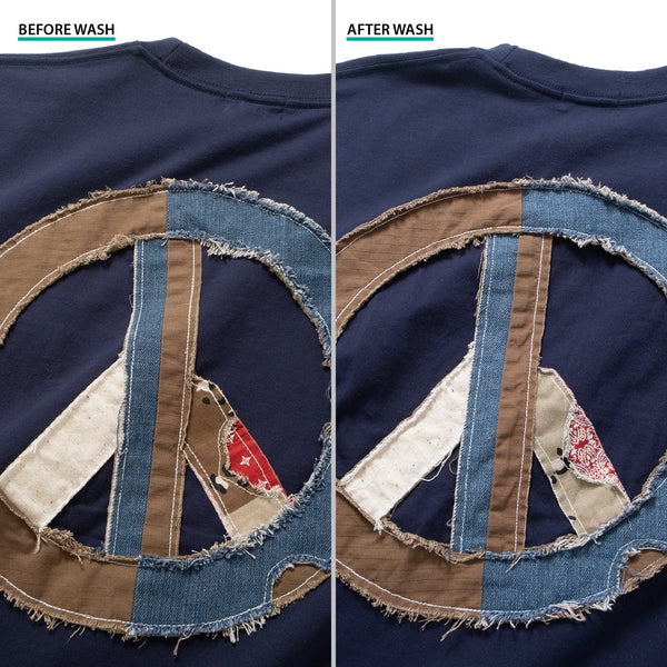 (ZT1714) Peace Symbol Patchwork Pocket Tee