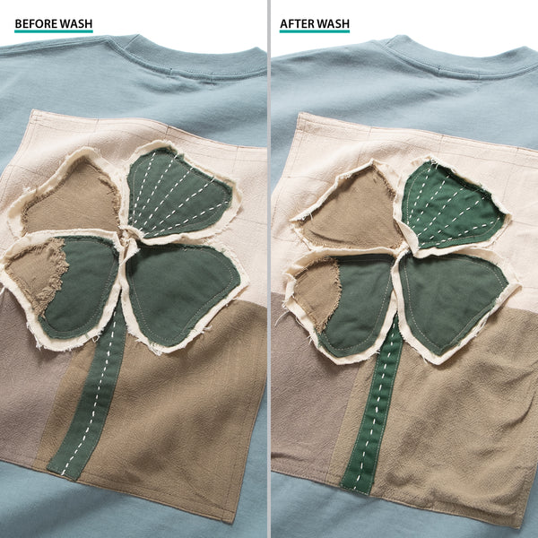 (ZT1722) 4 Leaf Clover Patchwork Pocket Tee