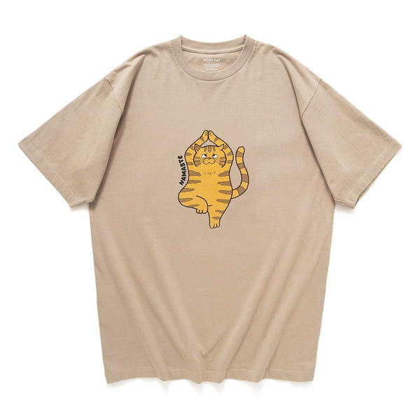 (ZT1730) Namaste Cat Graphic Tee