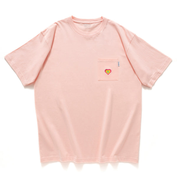(ZT1165) Colorful Heart Embroidery Pocket Tee