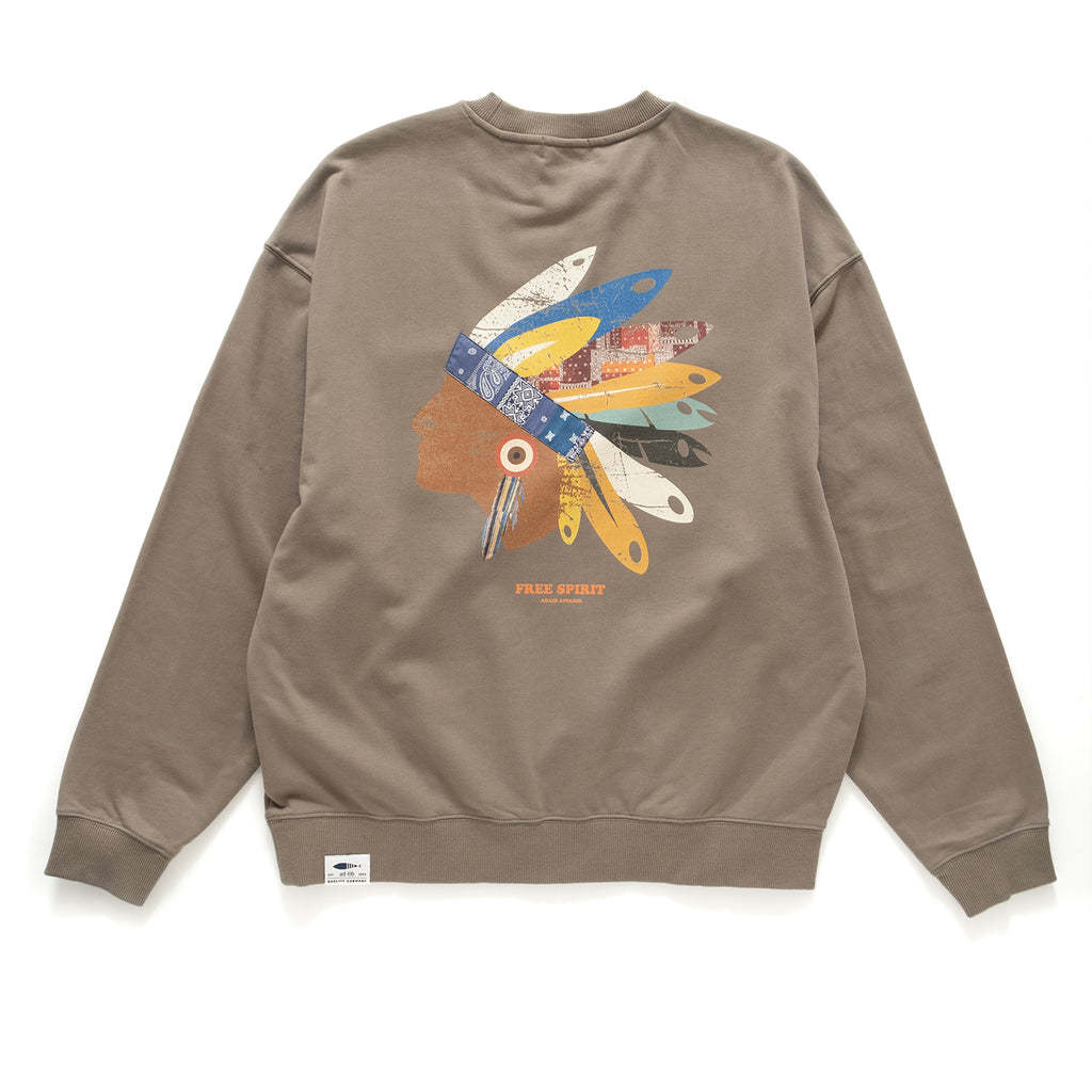 (ZW422) Indian Chief Graphic Pocket Sweater