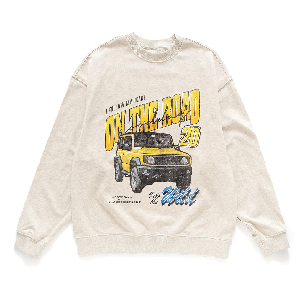 (ZW429) On The Road Jeep Graphic Sweater