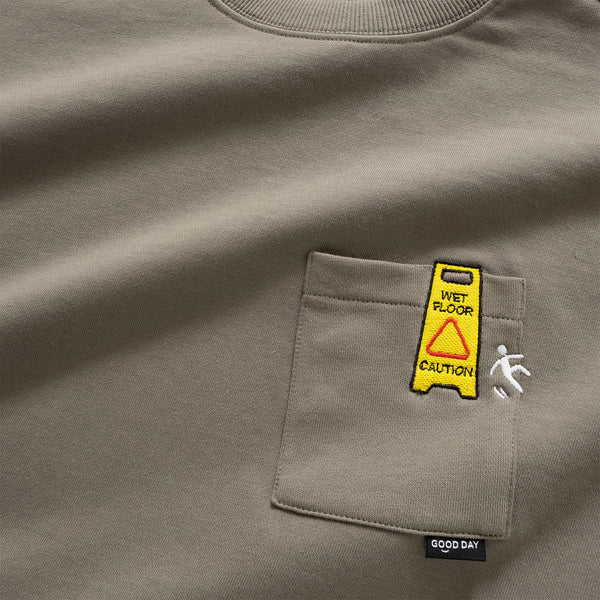 (ZW433) Wet Floor Sign Embroidery Sweater