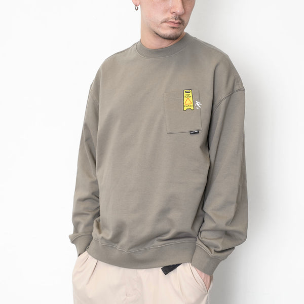 (ZW433) Wet Floor Sign Embroidery Sweater