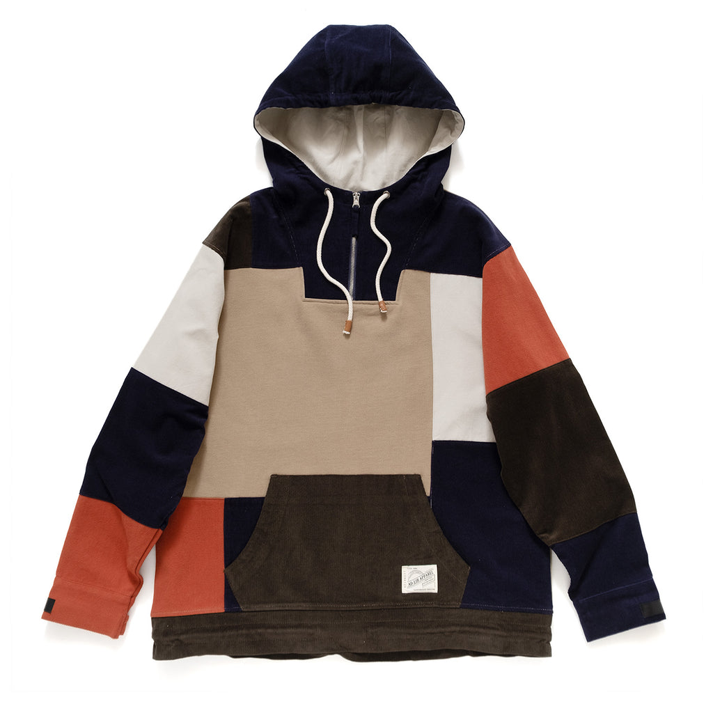 (SW329) Corduroy Patchwork Hooded Pullover