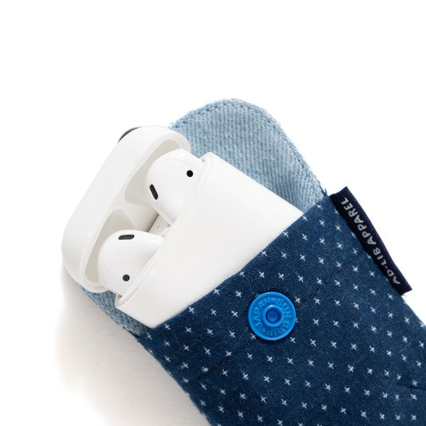 (YB415) Embroidered Indigo AirPods Pocket