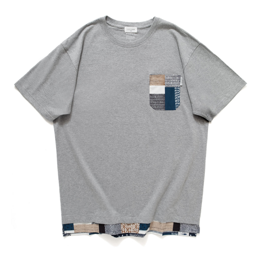 (ZT822) Fake Patchwork Pattern Layer Tee
