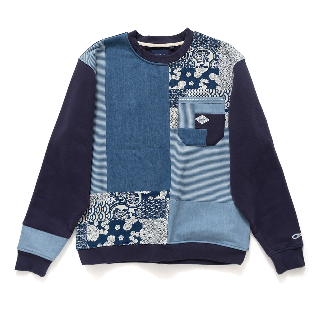 (SW326) Indigo Mix Fabric Sweater