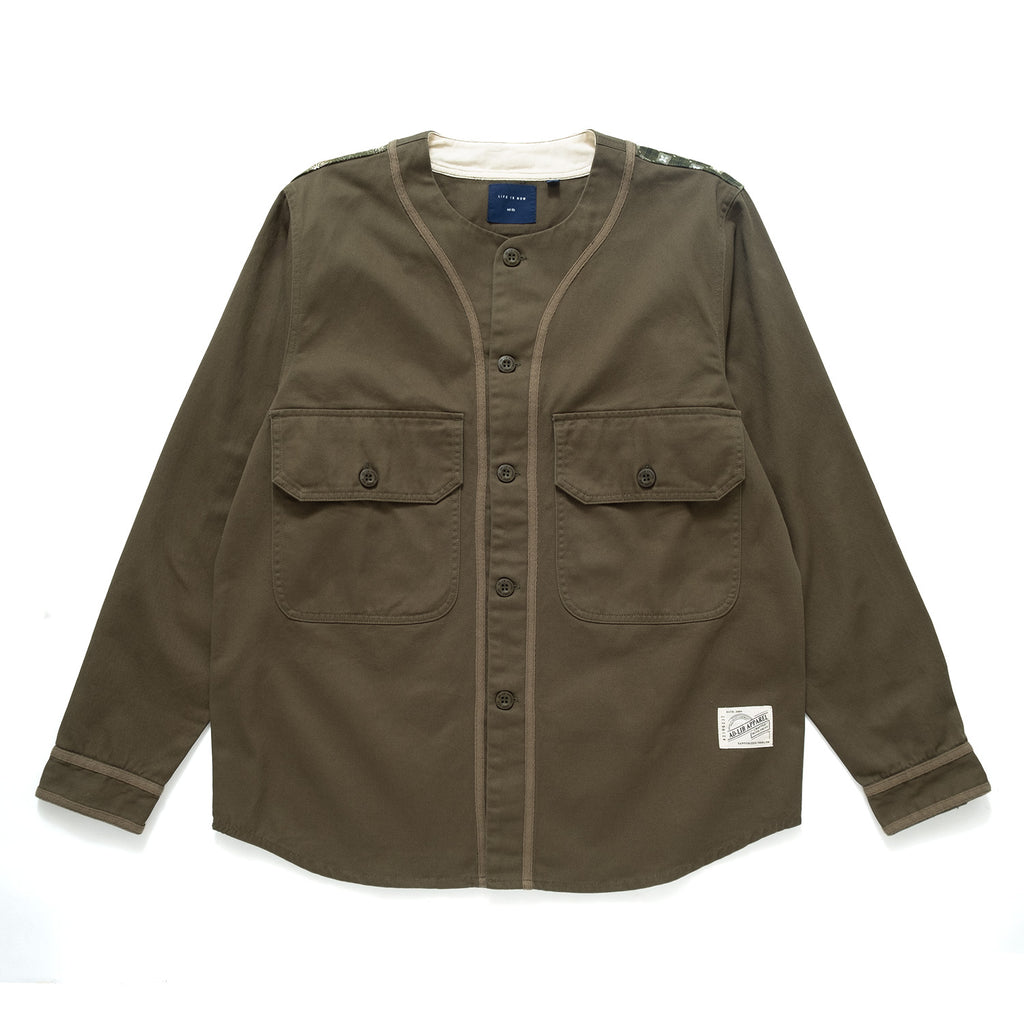 (ST223) Mix Fabric Baseball Shirt