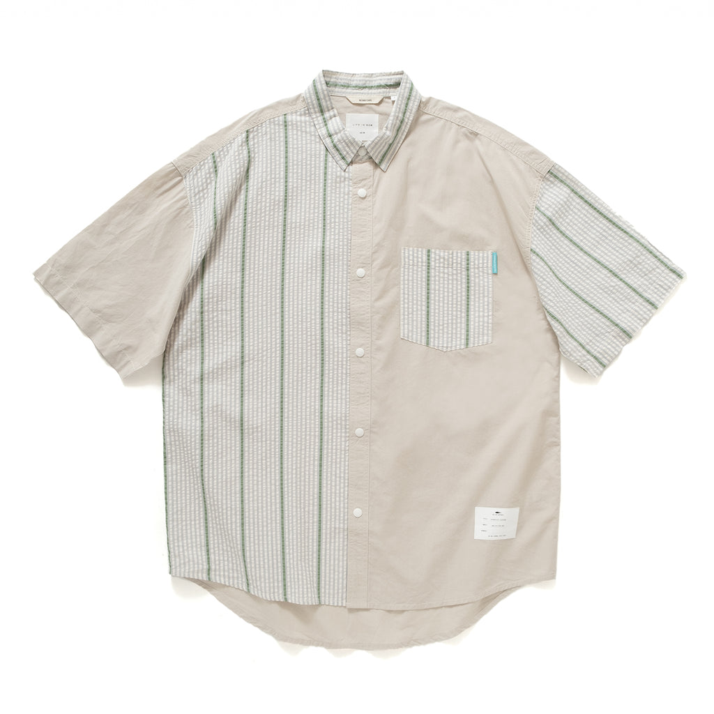 (ST271) Half Stripe Short Sleeve Shirt