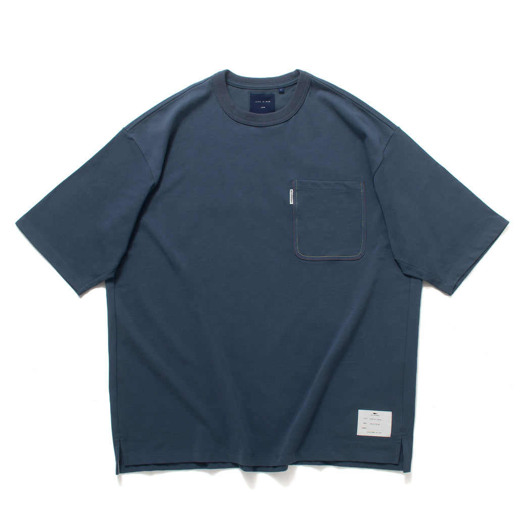 (TP573) Color Stitching Pocket Oversize Tee