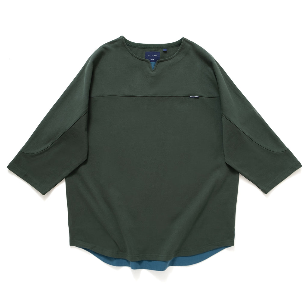 (TP740) Neck Trimmed Cropped Sleeve Tee