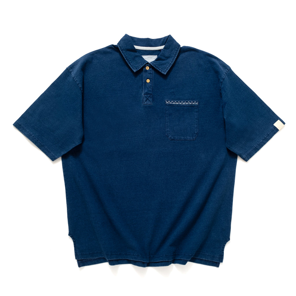 (TP767) Heavyweight Indigo Polo Tee