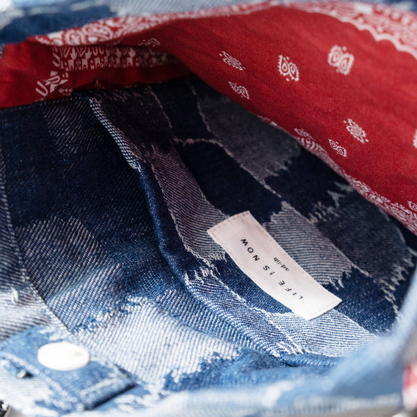 (YB455) Denim Patch Fabric Sacoche