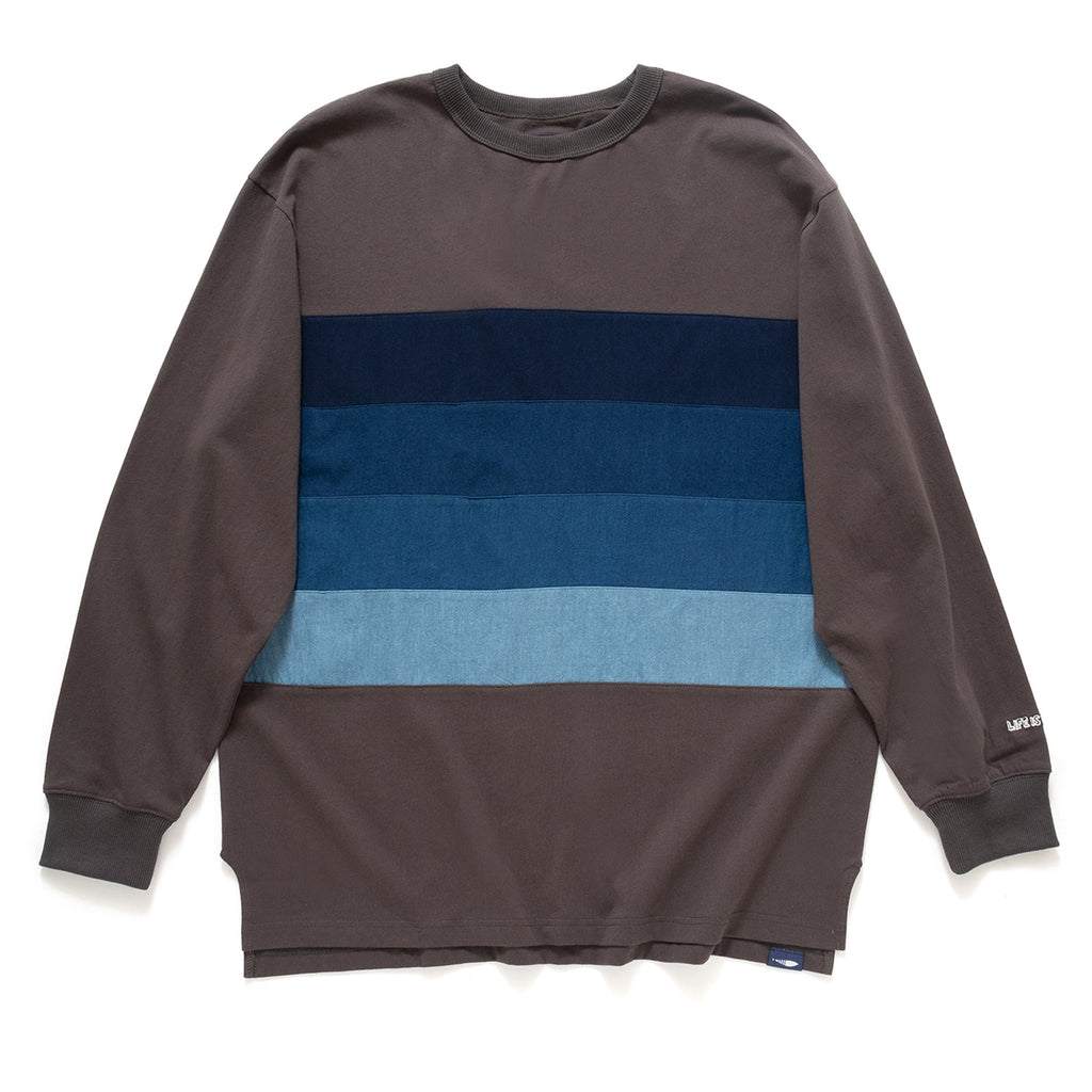 (YT883) Indigo Gradient Panel Long Sleeve Tee