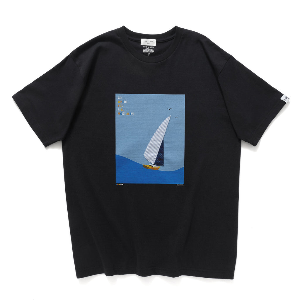 (ZT1112) Sailboat Graphic Patchwork Tee