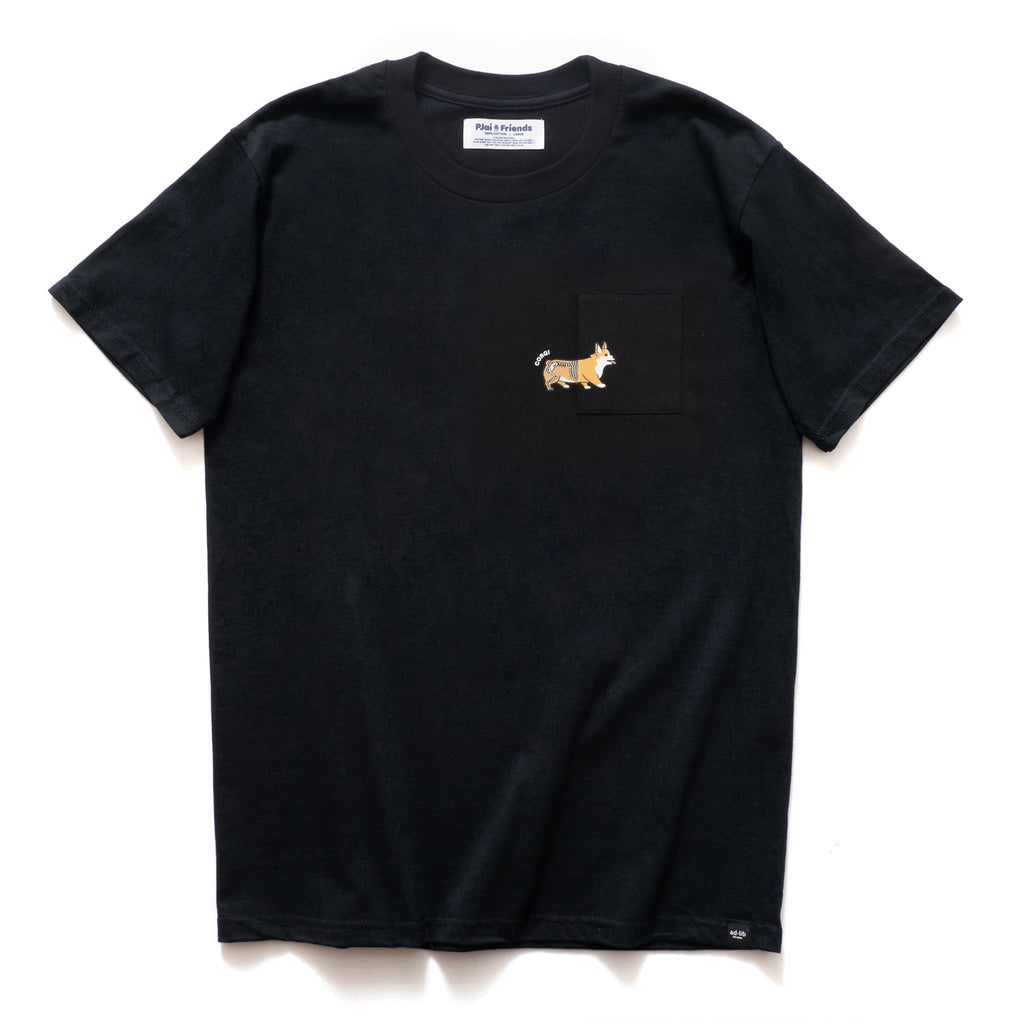 (ZT461) Corgi Skeleton Pocket Tee