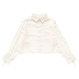 (BL001) See Through Drawstring Blouse