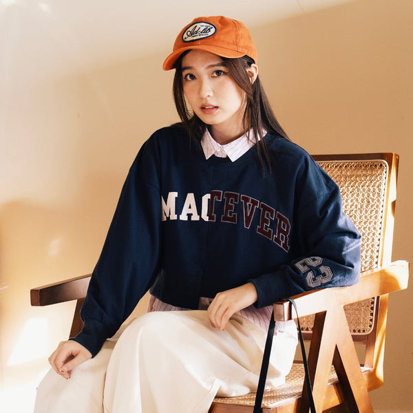 (SW522) 女裝短版拼接衛衣