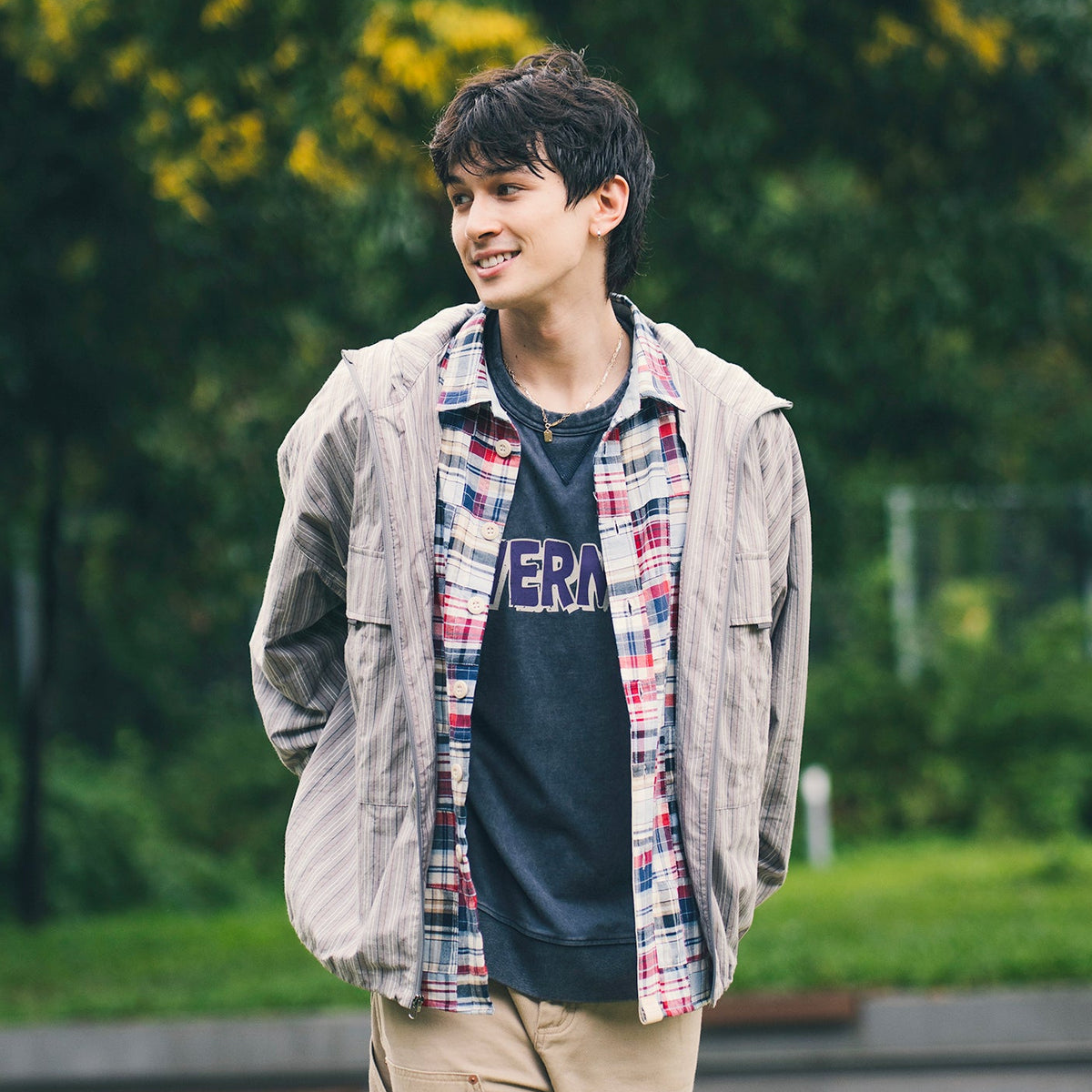 (JK455) Striped Hooded Jacket