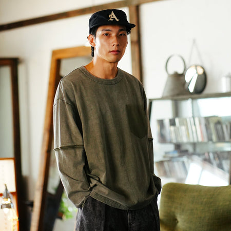 (ZT1727) Sashiko Indigo Pigeon Tee