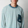 (TP1720) Stripe Pocket Long Sleeve Tee