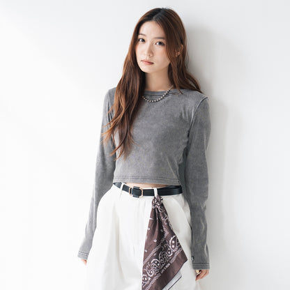(TP1903) Washed Cropped Tee