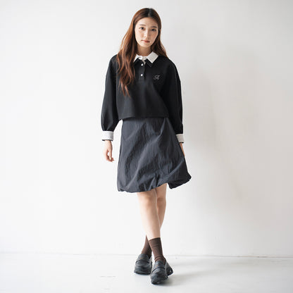 (TP1922) Cropped Lace Collar Polo