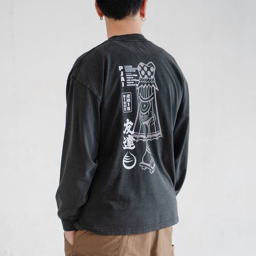 (EX614) Kasa Graphic Washed Long Sleeve Tee